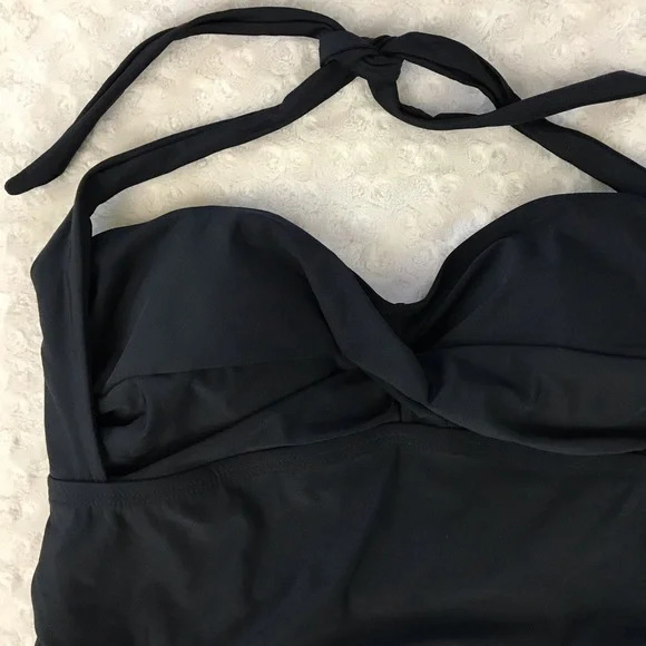 Swimsuits for All Halter Tankini Top Black Size 14 - Picture 2 of 5